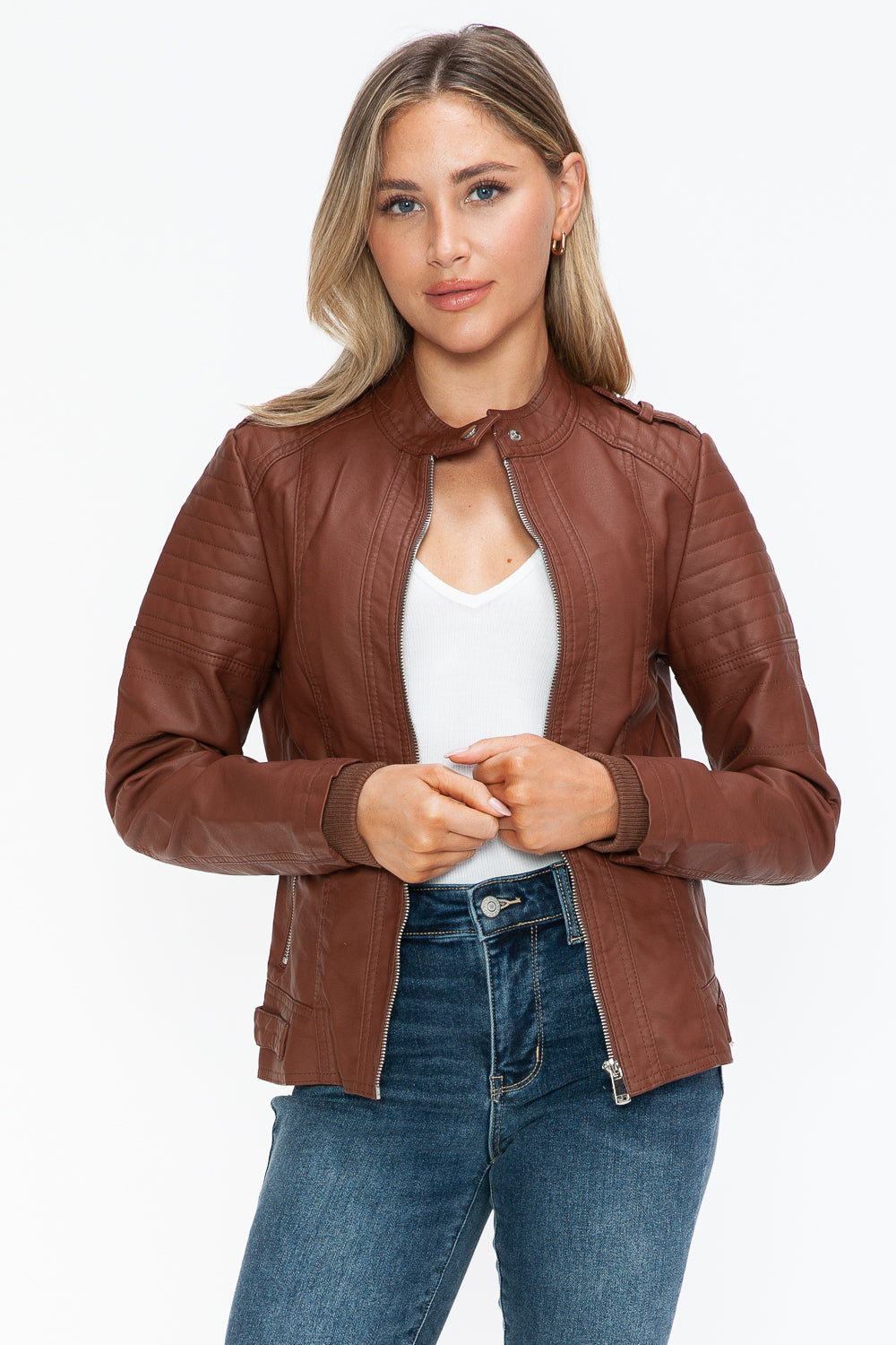 Hazel Blues® |  Snobbish PU Leather Biker Jacket with Side Zip Pockets