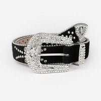 Hazel Blues® |  PU Leather Inlaid Rhinestone Belt