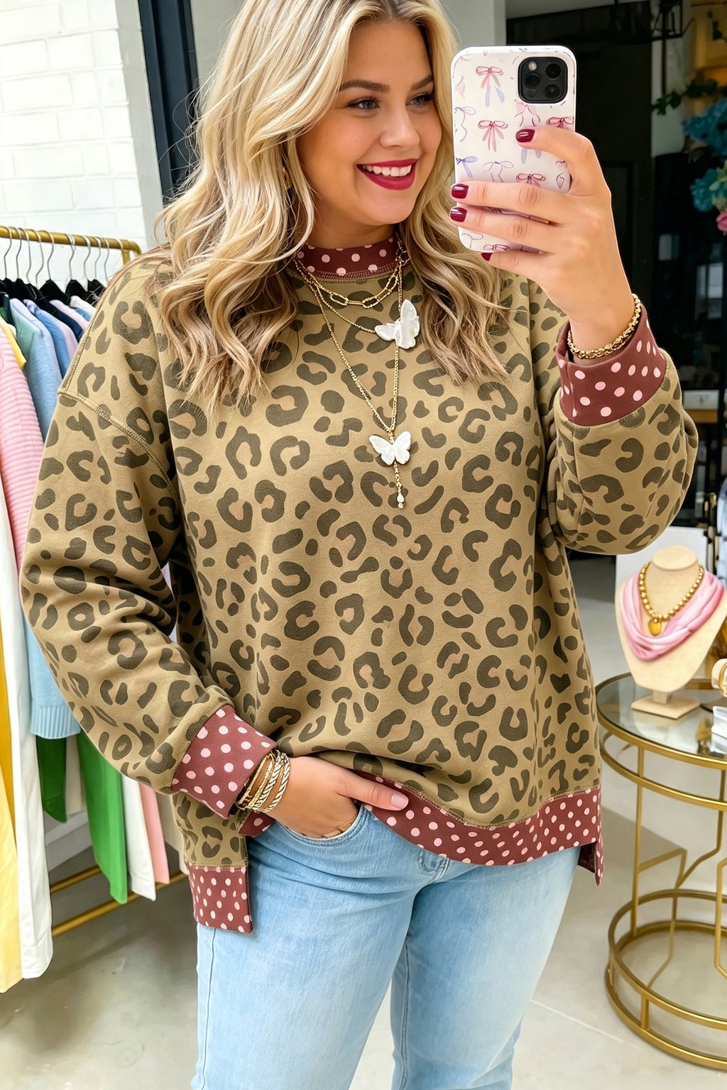 Wild Spots Brown Leopard Polka Dot Top