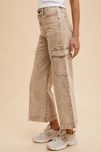 Hazel Blues® |  Annie Wear Raw Hem Wide Leg Jeans with Cargo Pockets