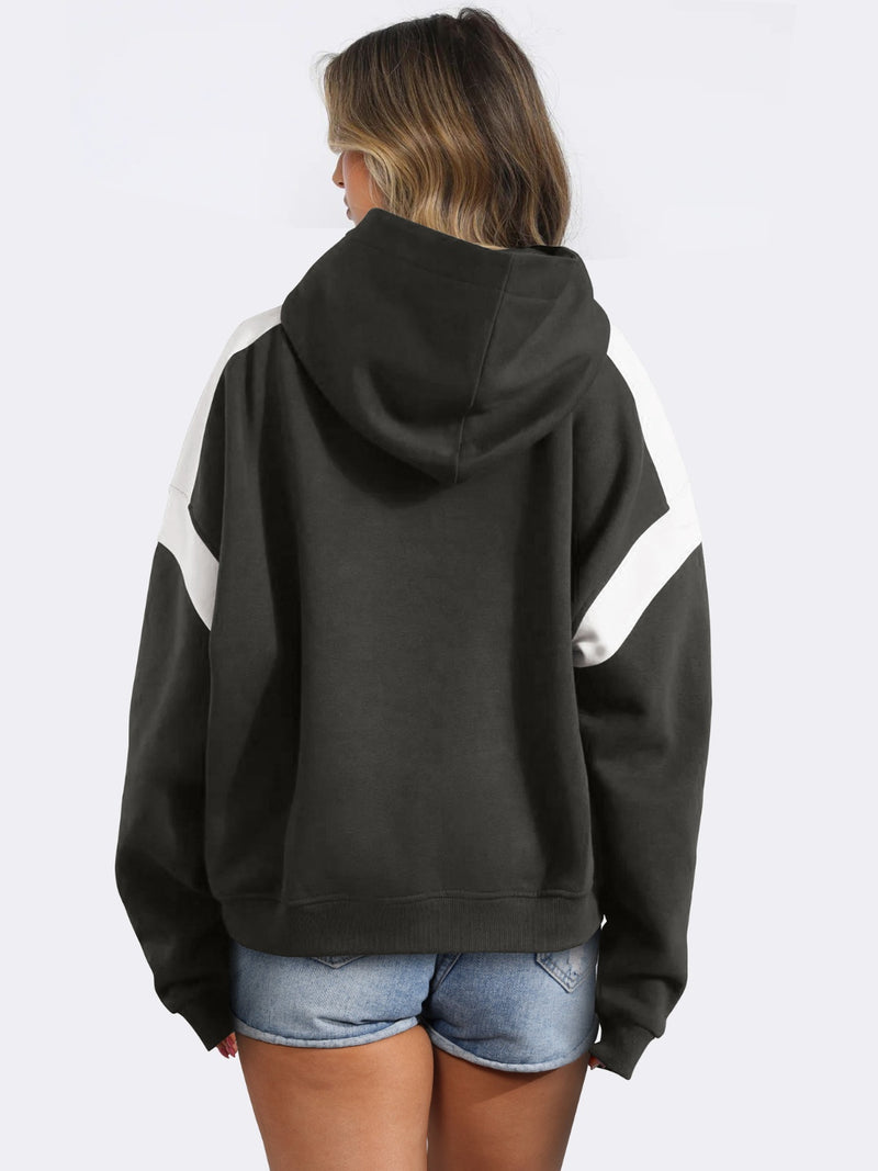 Hazel Blues® |  Contrast Dropped Shoulder Long Sleeve Hoodie