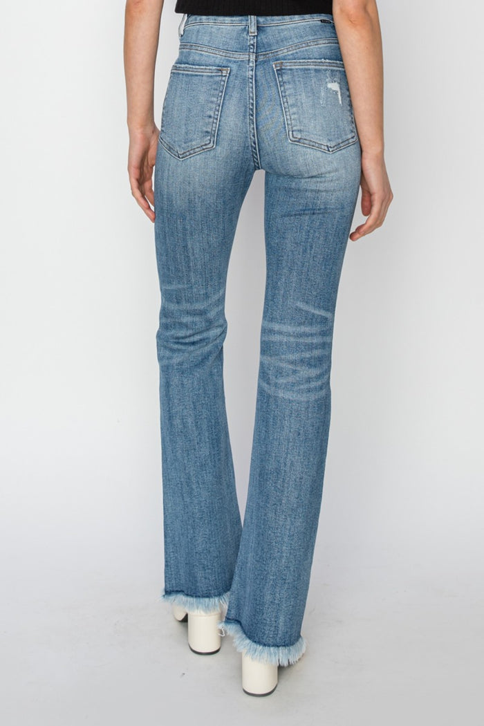 Hazel Blues® |  RISEN High Rise Frayed Hem Bootcut Jeans