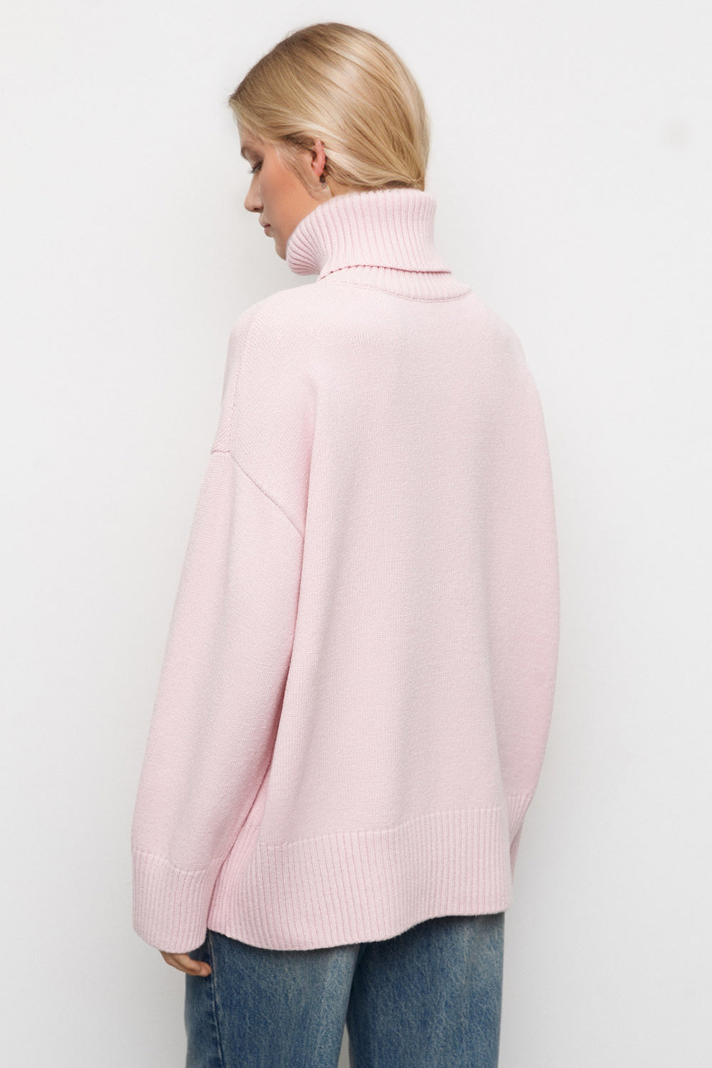 Hazel Blues® |  Basic Bae Turtleneck Dropped Shoulder Long Sleeve Sweater