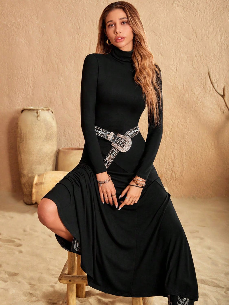 Hazel Blues® |  Turtleneck Long Sleeve Maxi Dress