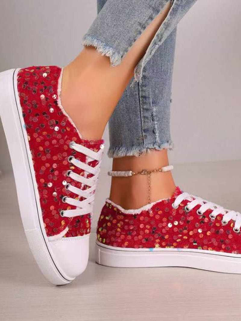 Hazel Blues® |  Sequin Round Toe Flat Sneakers