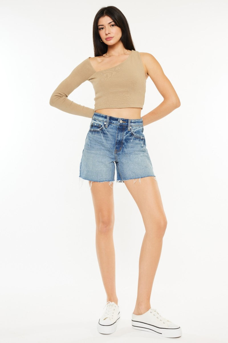 Hazel Blues® |  Kancan Raw Hem High Waist Denim Shorts