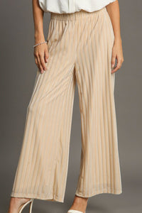 Hazel Blues® |  Umgee Elastic Waist Striped Wide Leg Velvet Pants