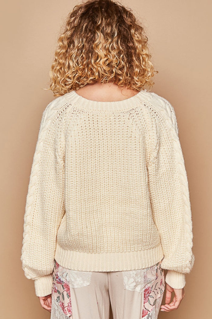 Hazel Blues® |  POL Cable Knit Cutout Long Sleeve Sweater