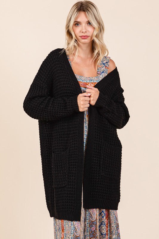 Hazel Blues® |  Mittoshop Open Front Long Sleeve Longline Cardigan