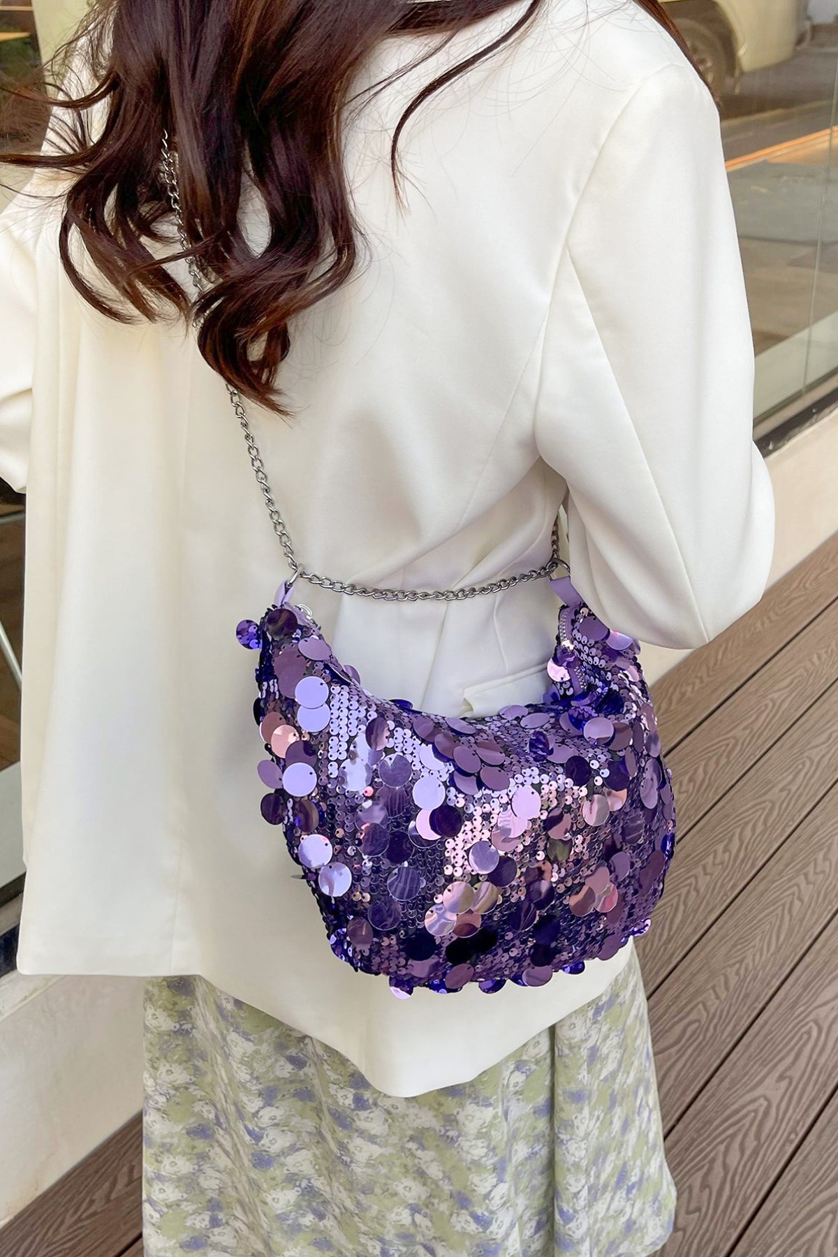 Hazel Blues® |  Sequin Chain Crossbody Bag