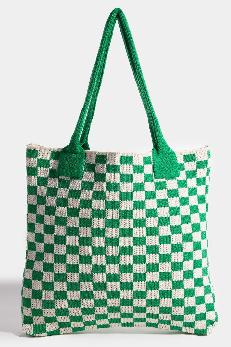 Hazel Blues® |  Fame Checkered Pattern Tote Bag