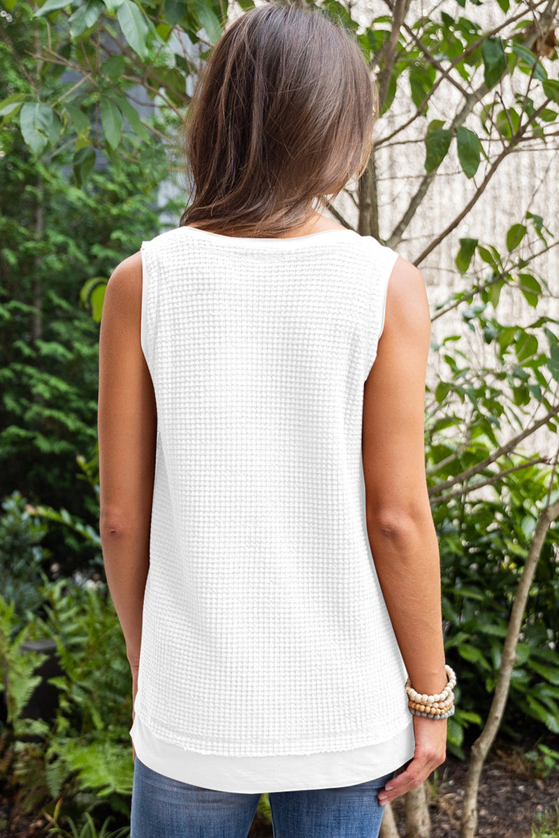 Hazel Blues® |  White Sequin Football Waffle Knit Tank