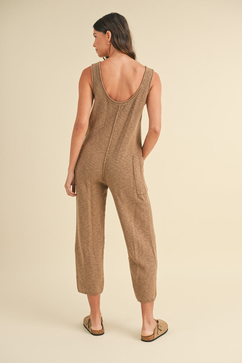 Hazel Blues® |  MABLE Sleeveless Knit Crop Jumpsuit with Pockets