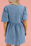 Hazel Blues® |  Bowknot Round Neck Half Sleeve Denim Dress