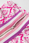 Hazel Blues® |  Pink Western Print Zipped Collar Short Sleeve Summer Blouse Top