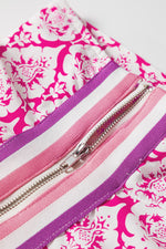 Hazel Blues® |  Pink Western Print Zipped Collar Short Sleeve Summer Blouse Top