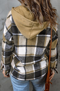 Hazel Blues® |  Plaid Button Up Hooded Shacket