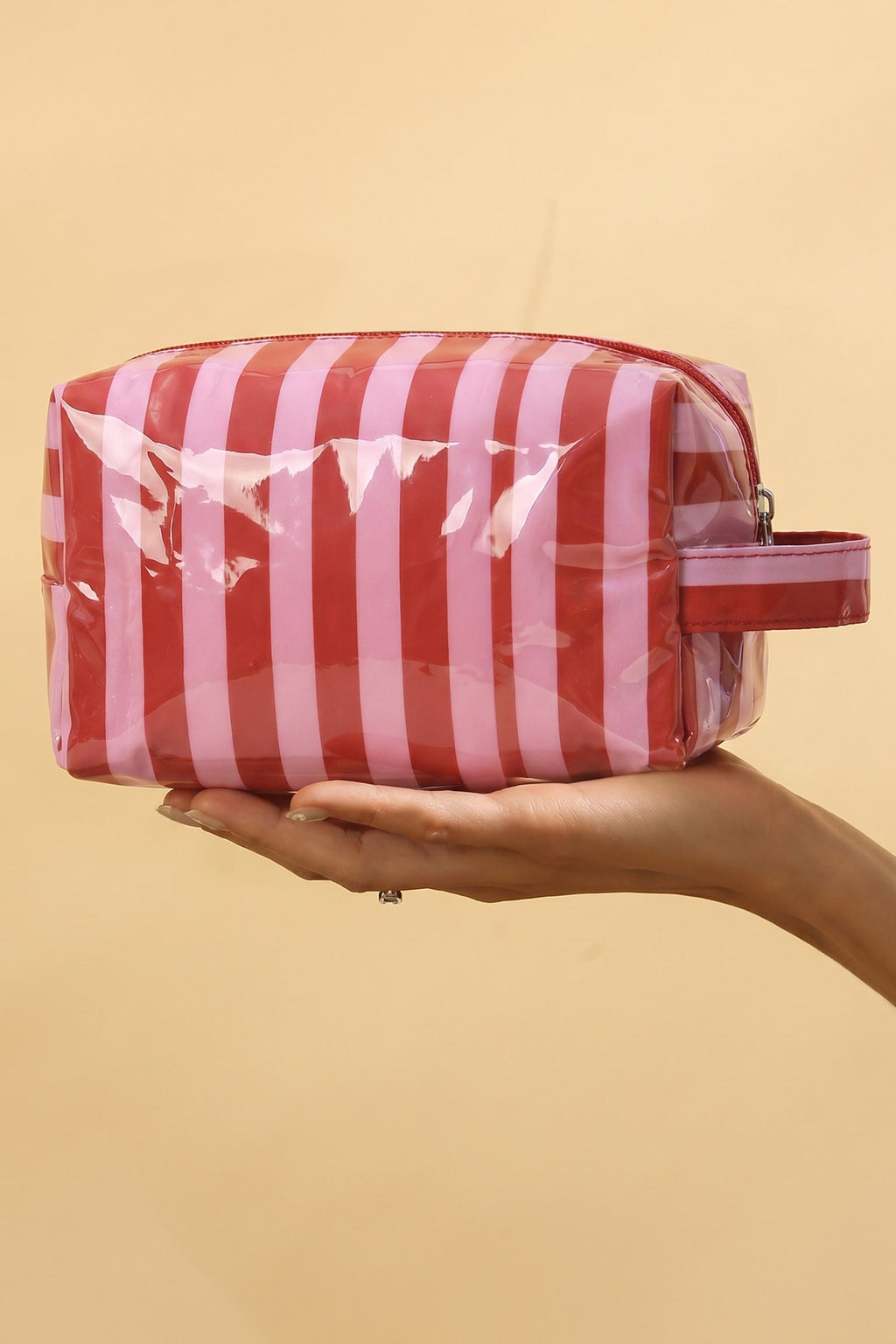 Emery Jane Red Striped Travel Cosmetic Bag