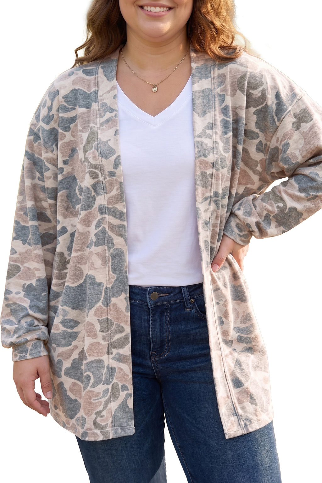 Caroline Reese Multicolor Camo Tunic Cardigan