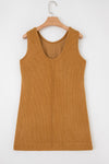 Hazel Blues® |  Beige Corduroy Sleeveless Mini Dress With Patched Pockets