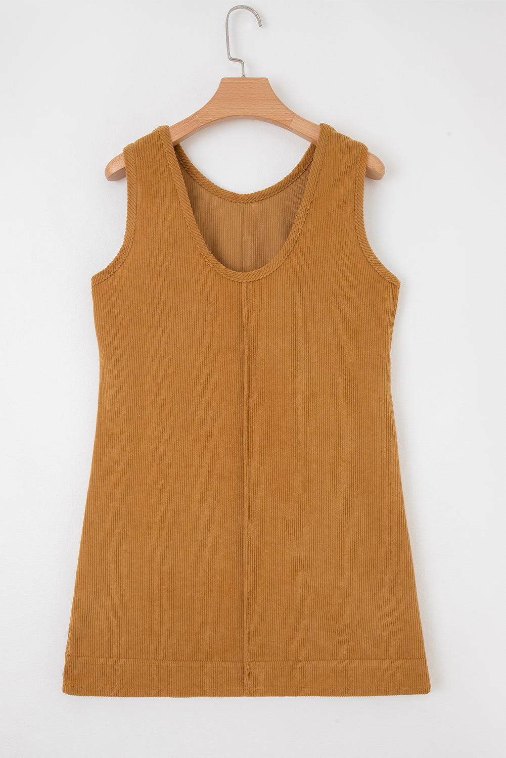 Hazel Blues® |  Beige Corduroy Sleeveless Mini Dress With Patched Pockets