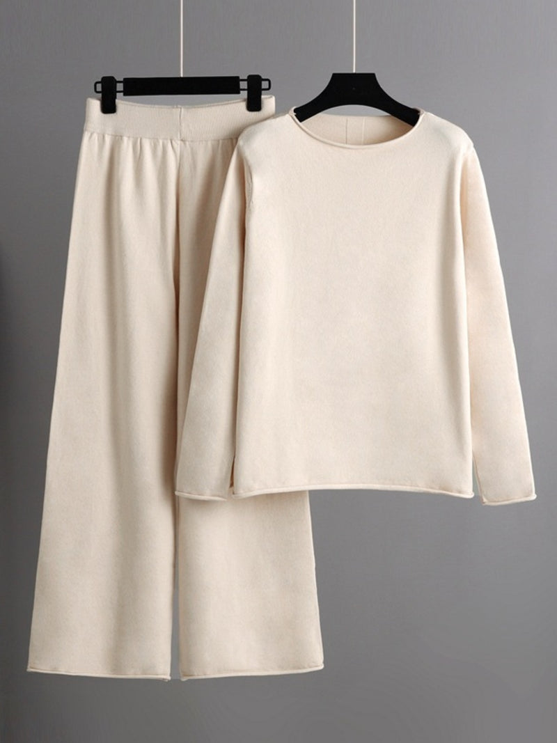Hazel Blues® |  Basic Bae Rolled Round Neck Top and Pants Sweater Set
