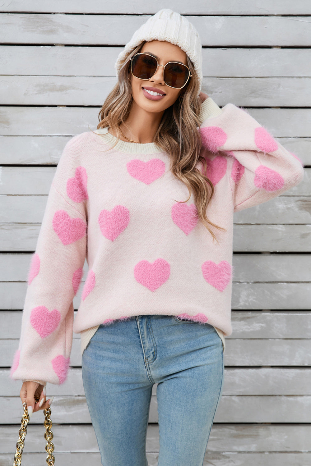 Hazel Blues® |  Angel Wings Heart Dropped Shoulder Long Sleeve Sweater