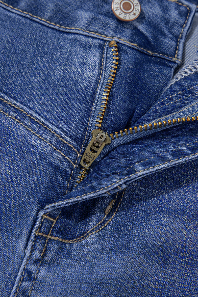 Hazel Blues® |  Beau Blue Tailored Center Seam Detail Straight Loose High Rise Jeans