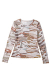 Hazel Blues® |  Green Western Fashion Camouflage Print Mesh Long Sleeve Top