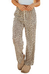 Hazel Blues® |  Brown Leopard Drawstring Elastic Waistband Loose Pants