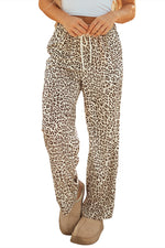 Hazel Blues® |  Brown Leopard Drawstring Elastic Waistband Loose Pants