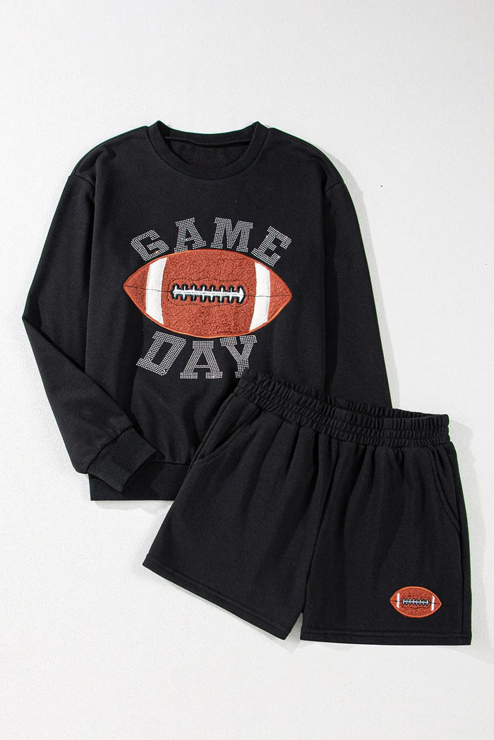 Hazel Blues® |  GAME DAY Football Round Neck Long Sleeve Top and Shorts Set