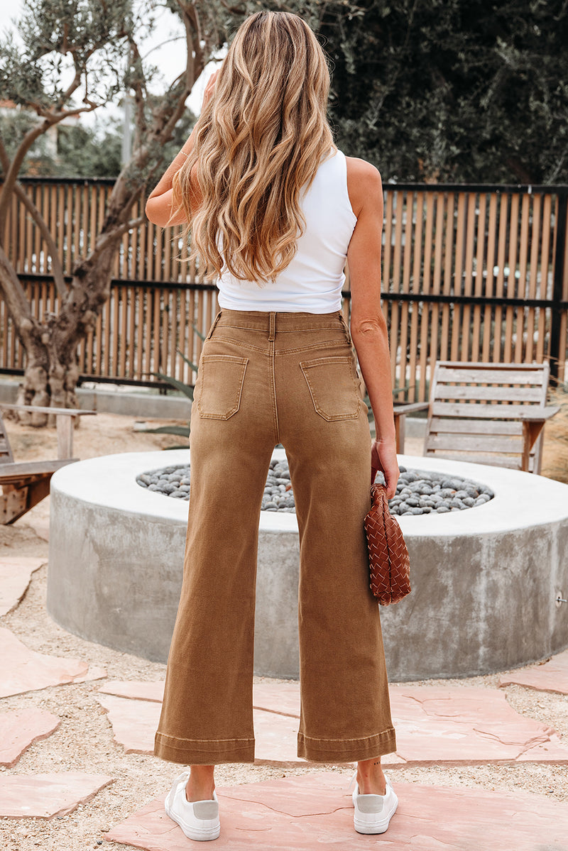 Hazel Blues® |  Breen Cropped High Rise Wide Leg Jeans