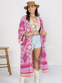 Hazel Blues® | Printed Open Front Longline Cardigan