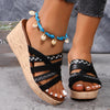Hazel Blues® |  PU Leather Crisscross Wedge Sandals