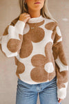 Hazel Blues® |  Contrast Flower Mock Neck Long Sleeve Sweater