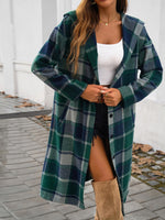 Hazel Blues® |  Plaid Long Sleeve Hooded Coat