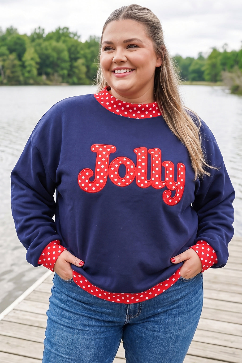 Violet Jane Blue Christmas Graphic Sweatshirt