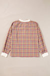 Hazel Blues® |  Mulit-Color Plaid Round Neck Long Sleeve Blouse