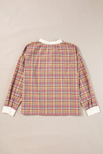 Hazel Blues® |  Mulit-Color Plaid Round Neck Long Sleeve Blouse