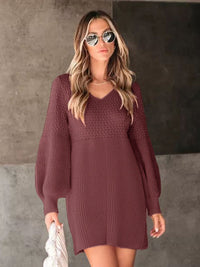 Hazel Blues® |  Perfee V-Neck Long Sleeve Sweater Dress