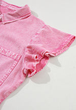 Hazel Blues® |  Collared Neck Button Down Mini Denim Dress