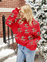 Hazel Blues® |  Reindeer Round Neck Long Sleeve Sweater