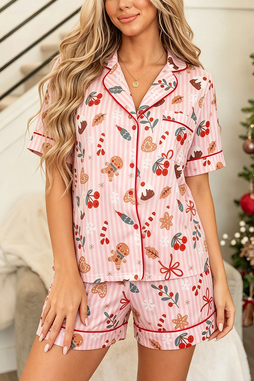 Pink Merry Mix Christmas Pajama Set
