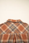 Hazel Blues® | Brown Plaid Print Flap Pocket Buttoned Shacket