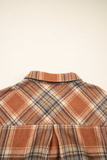 Hazel Blues® | Brown Plaid Print Flap Pocket Buttoned Shacket