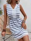 Hazel Blues® |  Tied Striped V-Neck Sleeveless Mini Dress