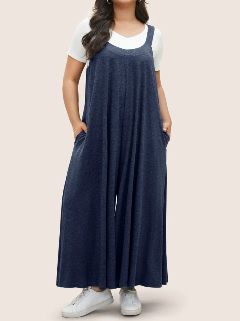 Hazel Blues® |  Pocketed Wide Leg Overalls