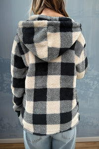 Hazel Blues® |  Double Take Plaid Long Sleeve Hooded Coat