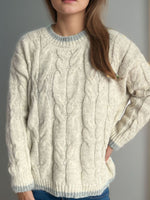 Hazel Blues® |  Cable Knit Round Neck Long Sleeve Sweater